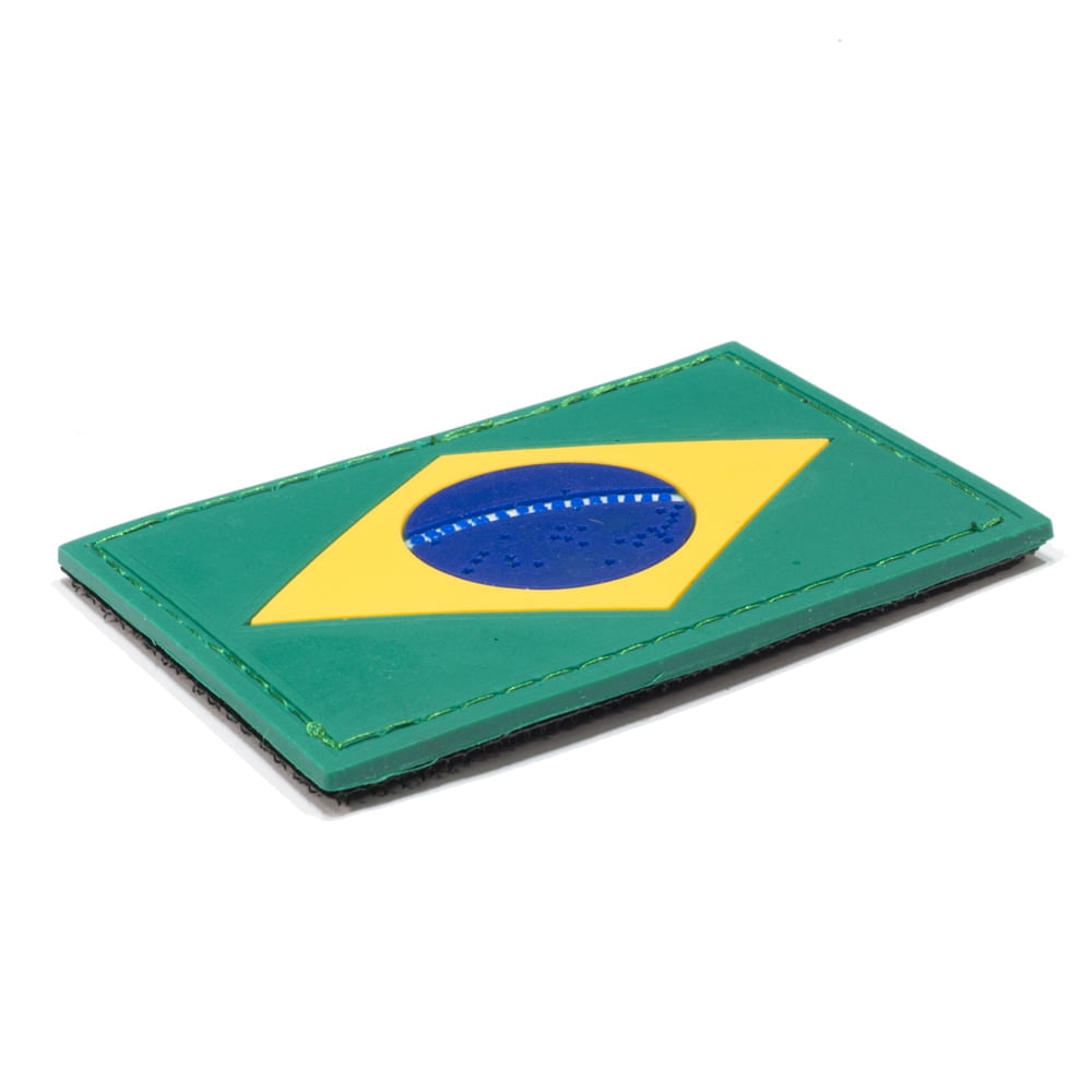 Patch Emborrachado Bandeira do Brasil 8x5,5cm Colorida com Velcro