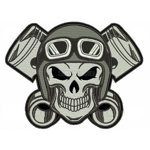 Patch Bordado Caveira Motociclista