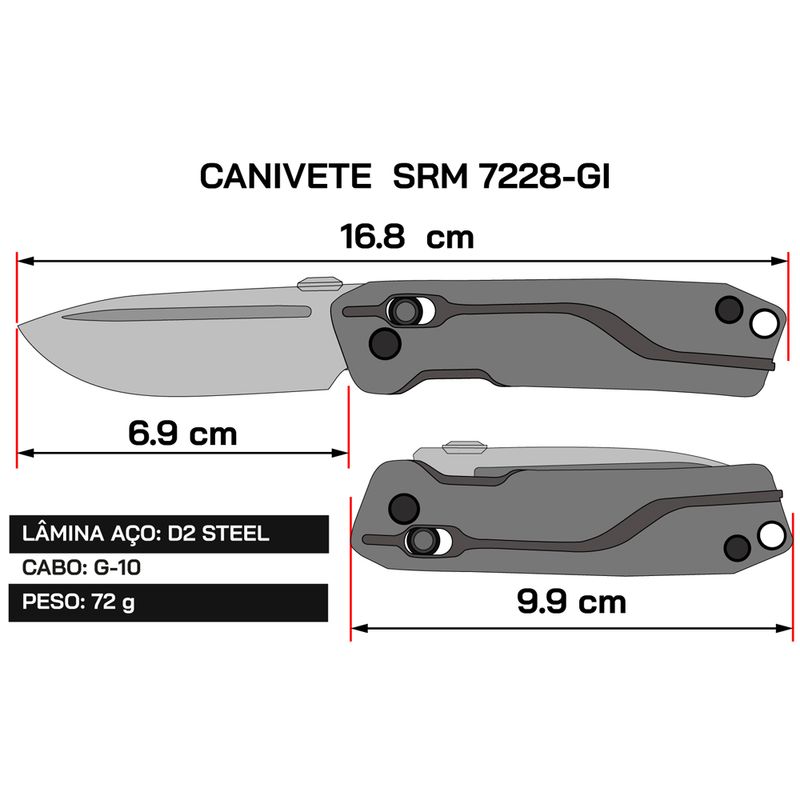 Canivete Srm 7228 Gi - Azul - Wolf Attack - Equipamentos Robustos