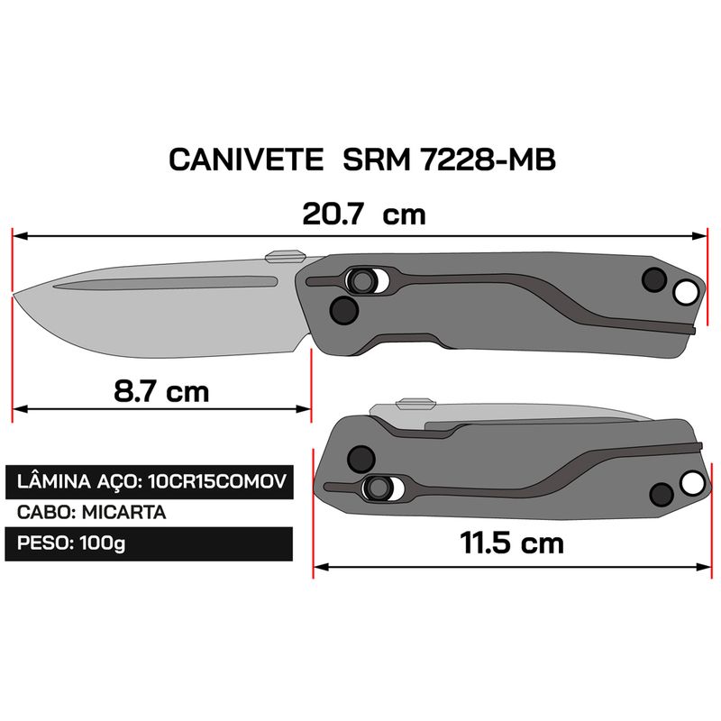Canivete Srm 7228l Mb - Prata - Wolf Attack - Equipamentos
