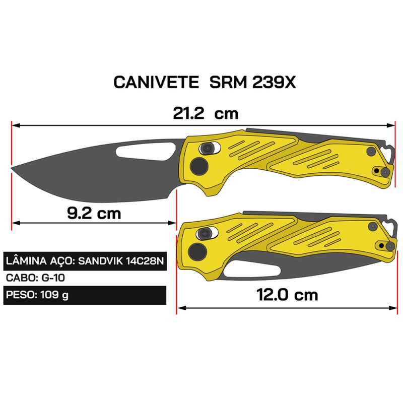Canivete Srm 239x-Gy - Wolf Attack - Equipamentos Robustos